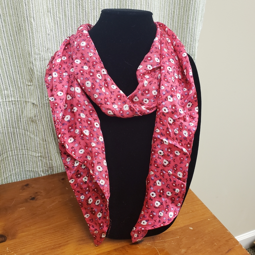 Satin pink flower scarf